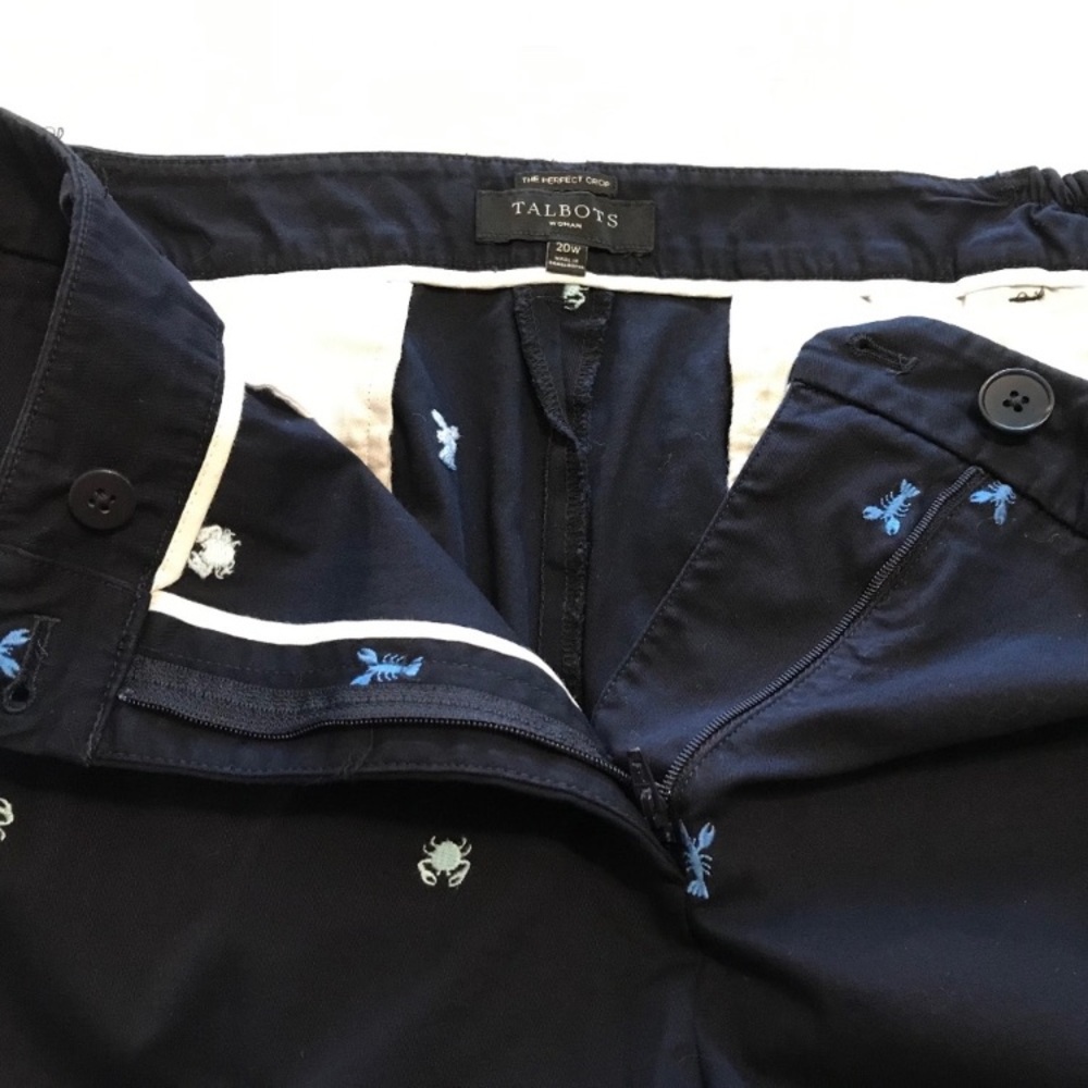 Talbots Blue Chinos with Embroidered Blue Crabs and Lobsters! Preppy- So Cute! - Picture 7 of 16